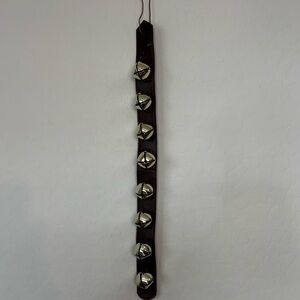 Vintage SLEIGH BELLS On 23” Leather Strap 8 Jingle Bells (2”) Original